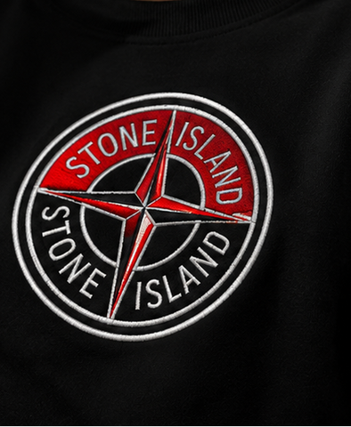 Stone Island-Inspired Sweatshirt & Cargo Pants Set - BLACK